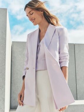 Ann Taylor Lilac Single Button Longline Blazer